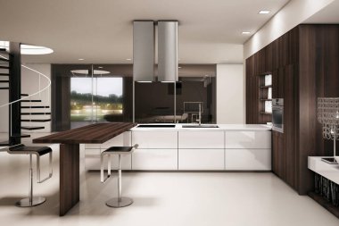 Bahçedeki modern villa evi.