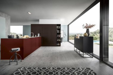 Modern lüks mutfak iç tasarımı minimal stil