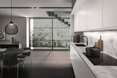 Modern lüks mutfak iç tasarımı minimal stil