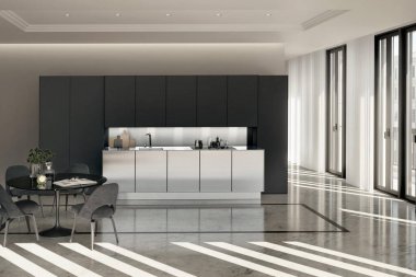 Modern lüks mutfak iç tasarımı minimal stil