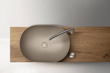 Lavaboda lavabo, modern banyo içi, yukarıdan manzara.