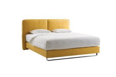 Beyaz ve sarı renkli yatak.