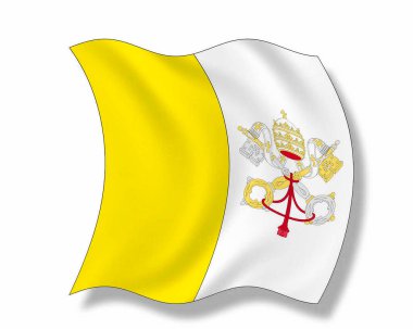 Vatikan 'ın ulusal bayrağı, illüstrasyon, beyaz arka plan