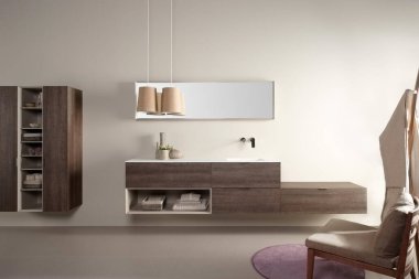 Minimum İskandinav tarzında modern banyo.