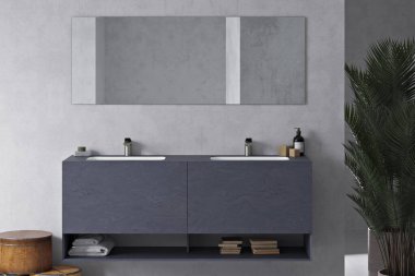 Minimum İskandinav tarzında modern banyo.