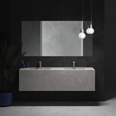 Minimum İskandinav tarzında modern banyo.