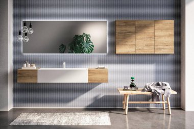 Minimum İskandinav tarzında modern banyo.