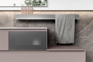 Banyo içinde gri renkli raf ünitesi