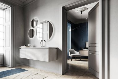 Minimum İskandinav tarzında modern banyo.