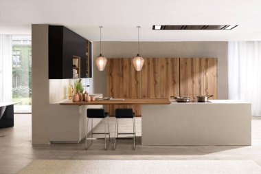 Minimum İskandinav stiliyle modern lüks mutfak.