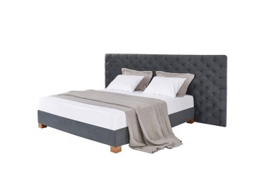 Pastel renklerde klasik lüks yatak Whit üzerinde izole edilmiş.