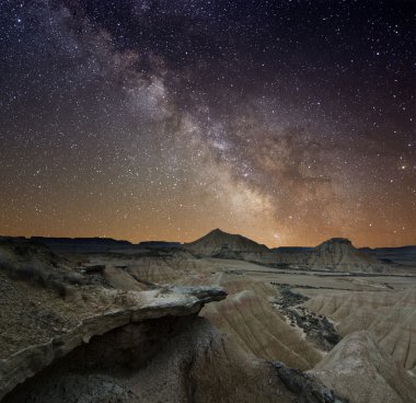 Milky Way over the desert clipart