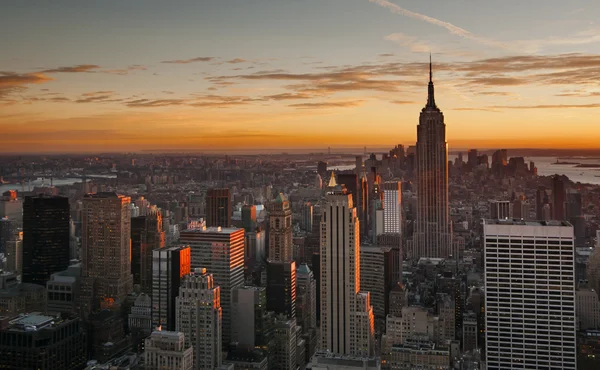 Midtown manhattan Panorama při západu slunce — Stock fotografie