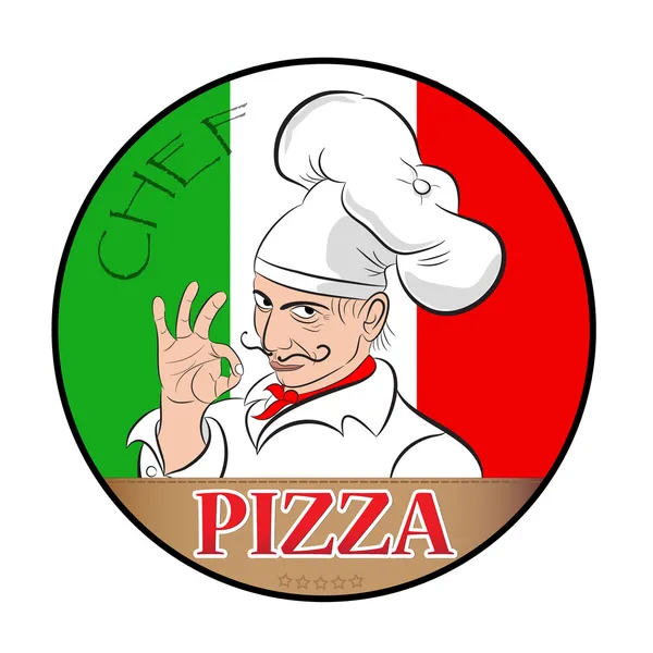 Pizza chef-aşçı — Stok Vektör