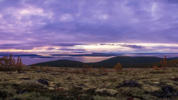 Utara Rusia Pegunungan Khibiny Musim Gugur Danau Gunung Dan Hutan — Stok Foto