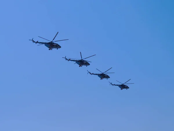 Rusland Sint Petersburg Juni 2020 Russische Militaire Helikopters Van Russische — Stockfoto