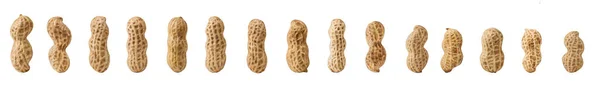 Conjunto Amendoins Poucas Palavras Amendoins Descascados Descascados Isolados Sobre Fundo — Fotografia de Stock
