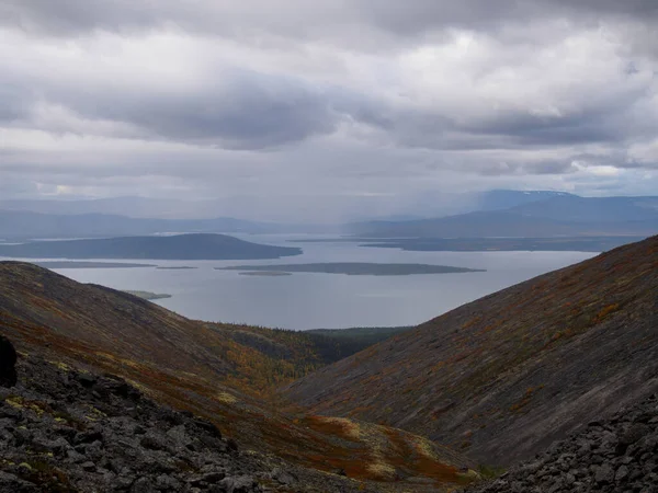 Russia Settentrionale Khibiny Montagne Autunno Lago Montagna Foresta Regione Murmansk — Foto Stock