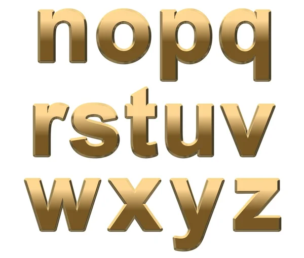 Gold Letters Lowercase n-z Stock Photo