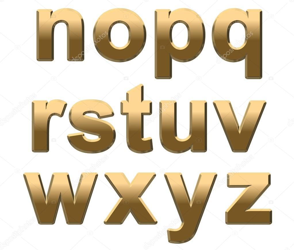 Gold Letters Lowercase n-z