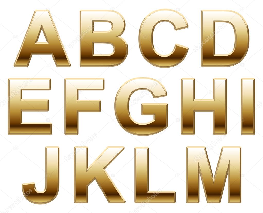 Shiny Gold Letters On White