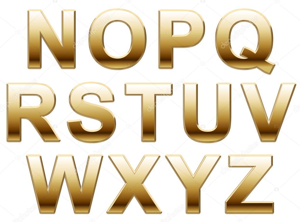 Shiny Gold Letters On White