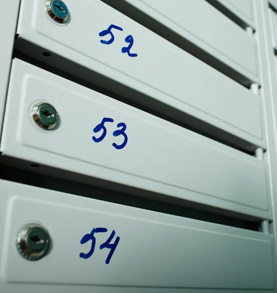 Mailboxes with flat numbers. — Stock Photo, Image