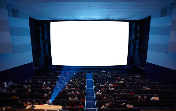 Cinema auditorium with light of projector. — Stock Photo, Image