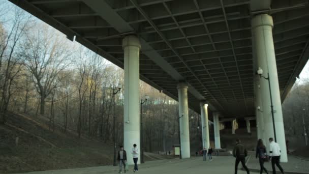 Под мостом — стоковое видео