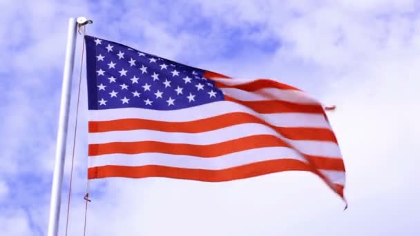 Drapeau des Etats-Unis agitant le vent — Video