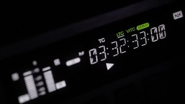 Timecode em execução no gravador de vídeo profissional . — Vídeo de Stock