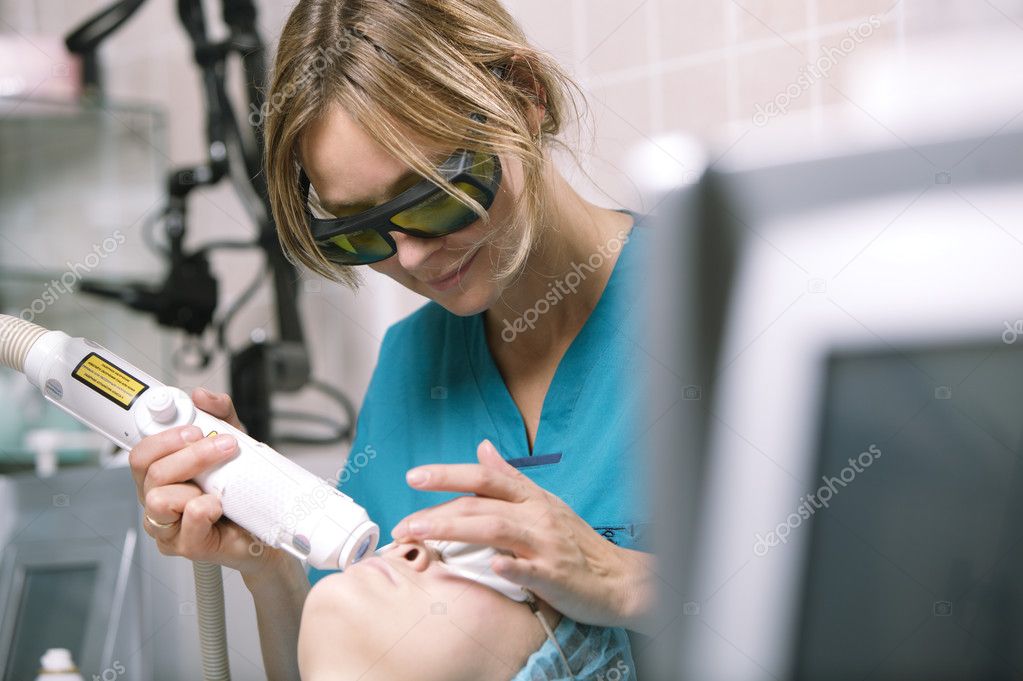 Woman having a laser skin treatment