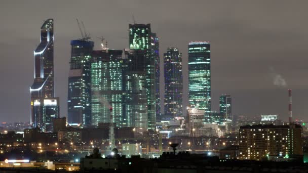 Moszkva város éjszaka. — Stock videók
