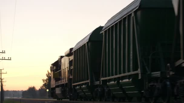 Freight train passing by in the countryside. — Stock Video