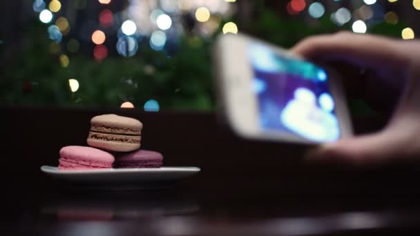 Taking a picture of macaroons. — Stock Video