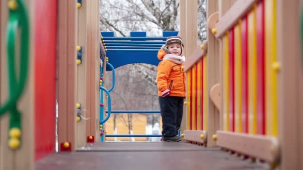 Boy On Playground — Stock Video