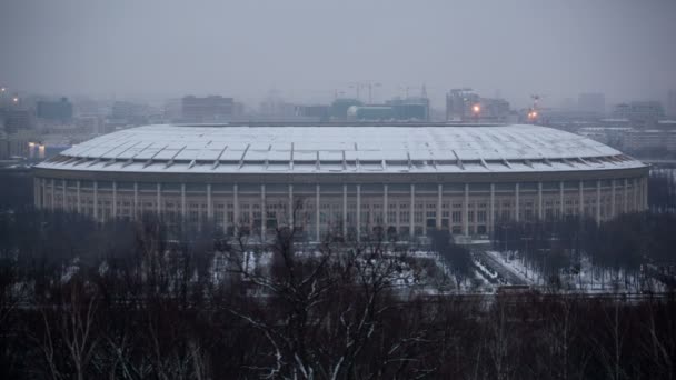 Winters aanblik van het stadion — Stockvideo