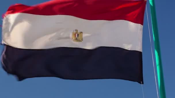 Egyptische vlag wapperen in de wind — Stockvideo