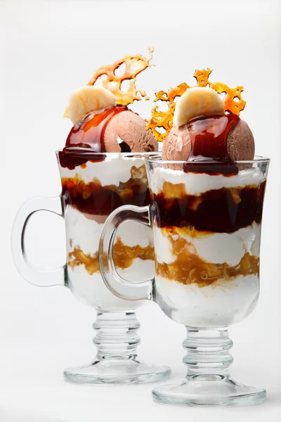 Caramel and chocolate parfait dessert — Stock Photo, Image