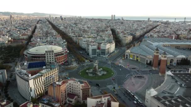 Barcelona Ισπανια Δεκεμβριου 2021 Ευρεία Εναέρια Λήψη Της Βαρκελώνης Ισπανία — Αρχείο Βίντεο