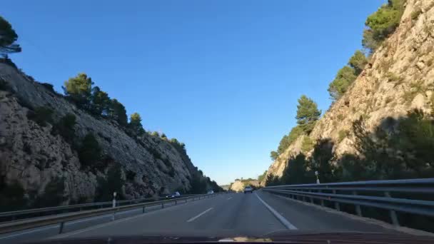 Point View Shot Driving Highway Scenic Mountain Landscapes Alongside Car — Vídeos de Stock