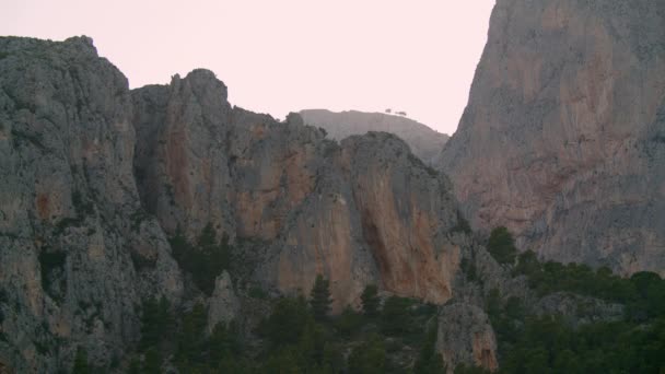 High Craggy Rocks Green Trees Bottom Spain Stone Texture Mountain — Stockvideo