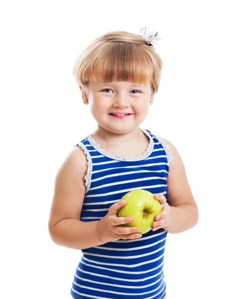Милая девочка с яблоком — стоковое фото
