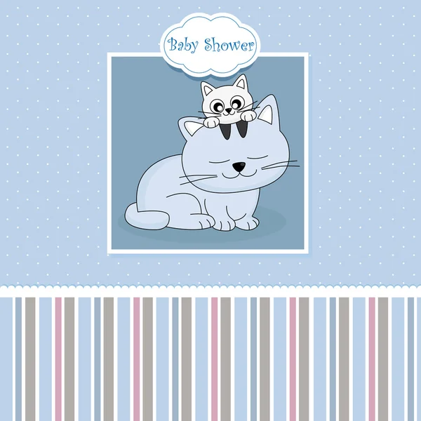 Μωρό αγόρι κάρτα άφιξης ανακοίνωση. γάτες — Διανυσματικό Αρχείο