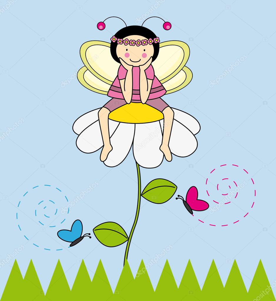 Fairy Sitting On A Flower — Stock Vector © Sbego 13446073