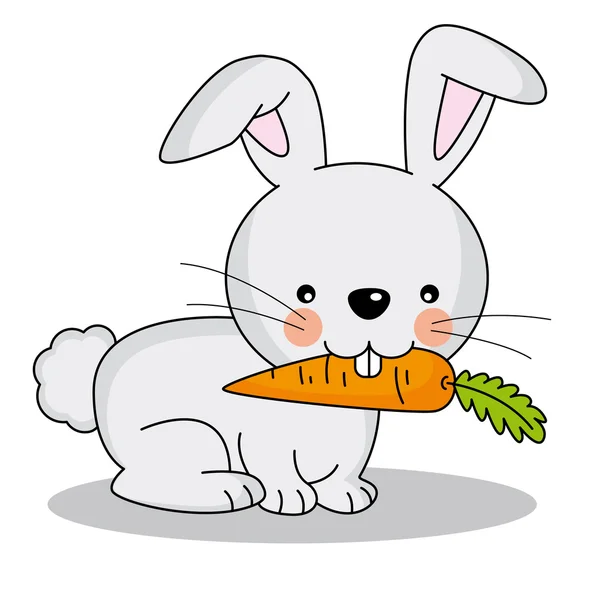 Mignon lapin manger une carotte — Image vectorielle