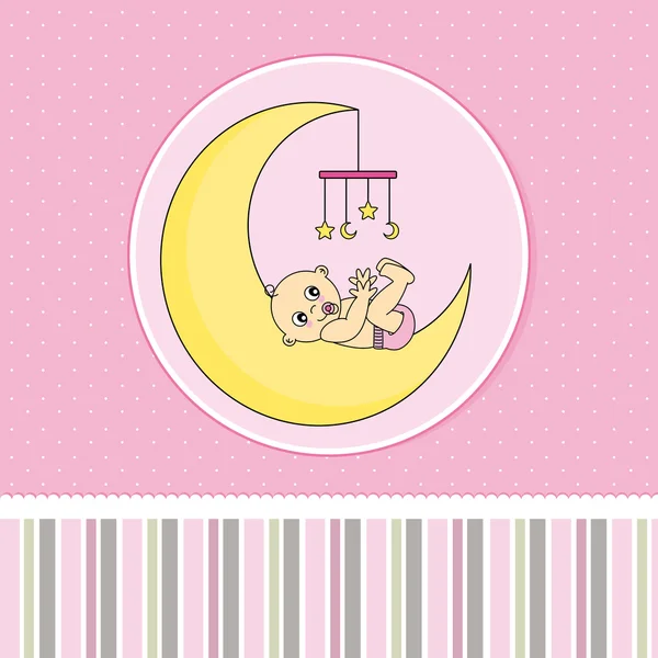 Μωρό κορίτσι γέννηση ευχετήρια κάρτα — Διανυσματικό Αρχείο