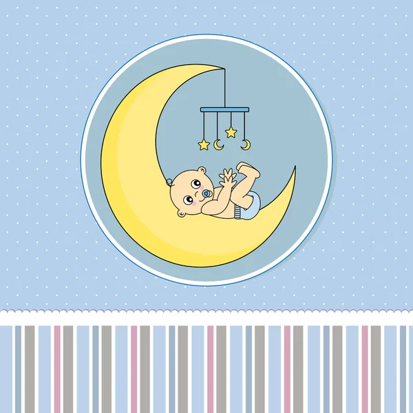 Kaart van de groet van de geboorte van baby jongen — Stockvector