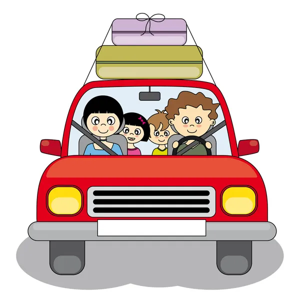 Family goes on vacation in your car — Stock Vector