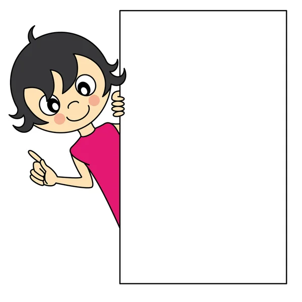 Niña con un cartel en blanco — Vector de stock